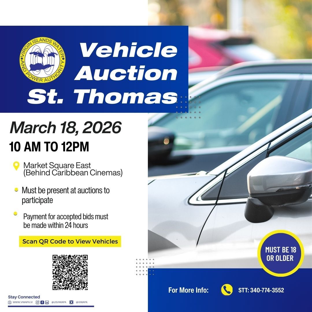 VIWAPA's tweet image. Explore opportunities at #VIWAPA’s Vehicle Auction for 🔧 spare parts, 🚘 fix-ups, and 🛠️ restoration. Vehicles sold as-is. 

📅 March 18 | Market Square East. 
View Vehicles: buff.ly/pnn3XDH 

#USVI #Auction #CarAuction