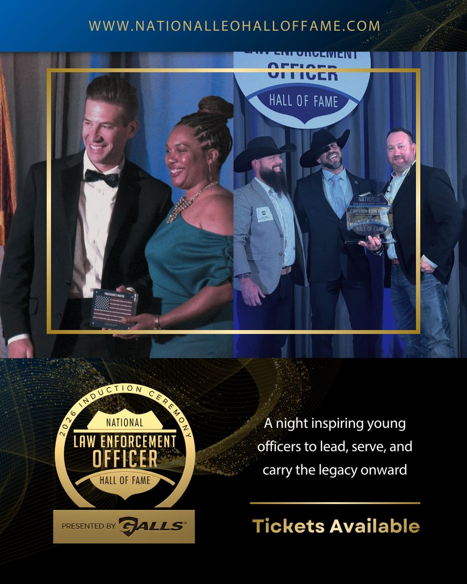 bluelivesmtr's tweet photo. Join us for the 2026 @nationalleohof Induction Ceremony, presented by Galls! It will be an inspiring night and we are thrilled to honor some incredible heroes. Grab your tickets below!

https://t.co/myh37LNz3s

#GALLS #NLEOHOF https://t.co/dS2ugwHPpD