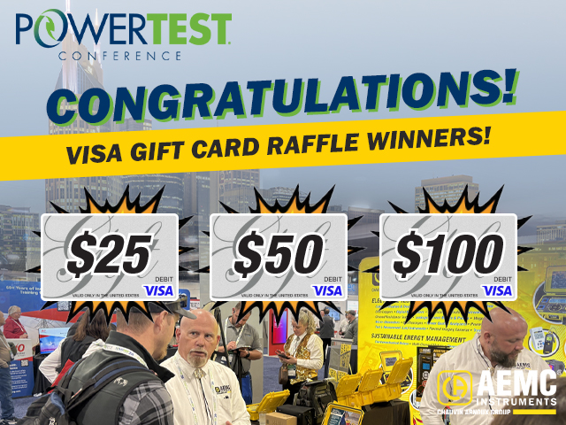 Congrats to #AEMC Gift Card winners at the #PowerTest Show

And the lucky Winners are...
🏆 <a href="/BritnyBatten/">britny_batten</a> #RMSEnergy
🏆 @TylerGrant #BaselineTesting
🏆 <a href="/DanJensen/">DanJensen</a> #SolvEnergy
🏆 @JohnPrior #PotomacTesting
🏆 @KelleyStackhouse #QES
🏆 @SamVanHandel #Knobelsdorff
🏆 @MattWalsh #QPT