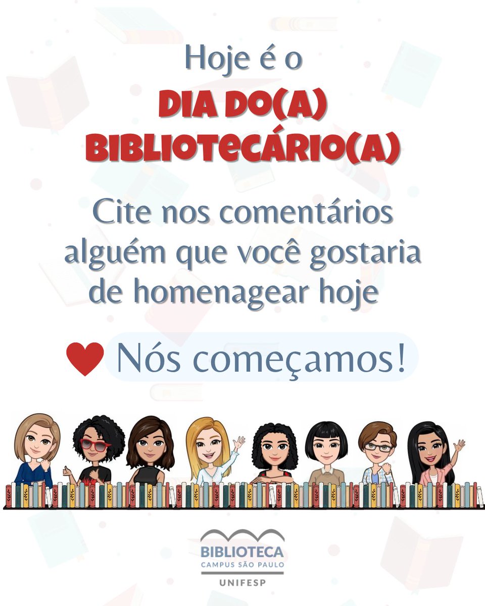 BCSP_UNIFESP's tweet photo. Parabéns, bibliotecárias e bibliotecários!

Seu trabalho é essencial na sociedade! 

Hoje homenageamos, em especial, nossa equipe de bibliotecárias, na ordem da imagem:
Rayssa, Cláudia,  Isabel, Andreia, Vera, Erika, Mariusa e Elaine!
Parabéns,  garotas! https://t.co/jzAGj8eyus