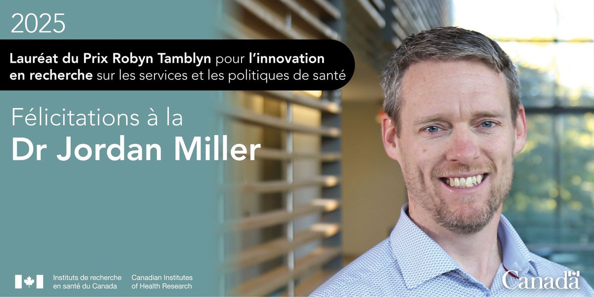 ihspr_isps_cihr's tweet image. Le Prix Robyn-Tamblyn pour l’innovation en #RSPS 2025 est décerné au Dr Jordan Miller!
Ce prix reconnaît l’excellence et l’innovation en RSPS chez les chercheurs en milieu de carrière dont les travaux s’inscrivent dans le mandat de l’#ISPS.
En savoir plus: buff.ly/RTg5SCb