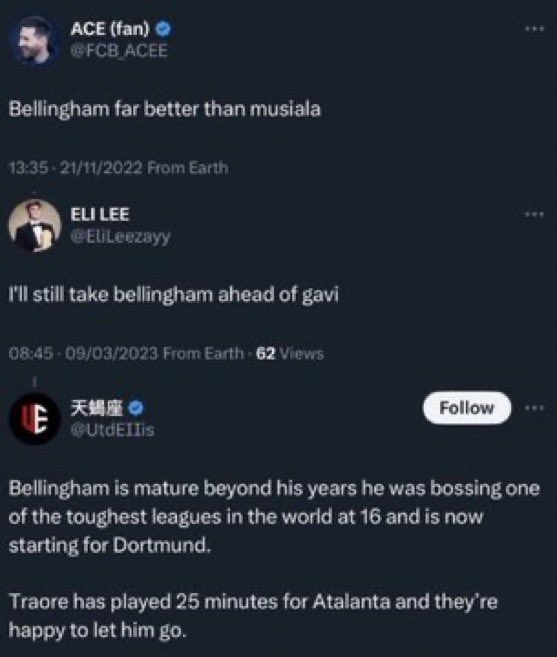 Remember when every fanbase adored Bellingham before he joined Real Madrid and then he suddenly became overrated 🤣

Jealousy.