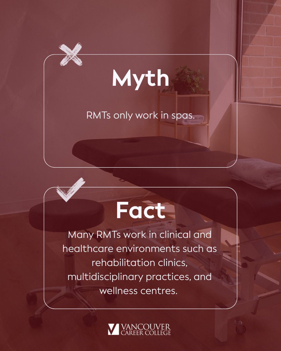 VCareerCollege's tweet image. There are a lot of misconceptions about massage therapy.👇

Registered Massage Therapists play an important role in helping people manage pain, recover from injuries, and improve mobility.

Thinking about a career in massage therapy? Learn more: bit.ly/4bh92m1
 
#VaCC