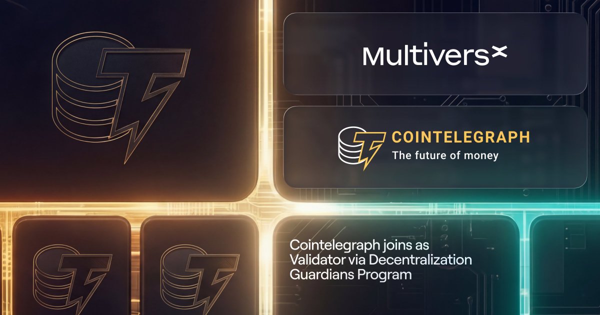 JUST IN: Cointelegraph is the largest crypto media company in the world. They are now becoming a MultiversX validator. 🔥

That's the strongest signal media can send, putting reputation on the line to secure a chain.