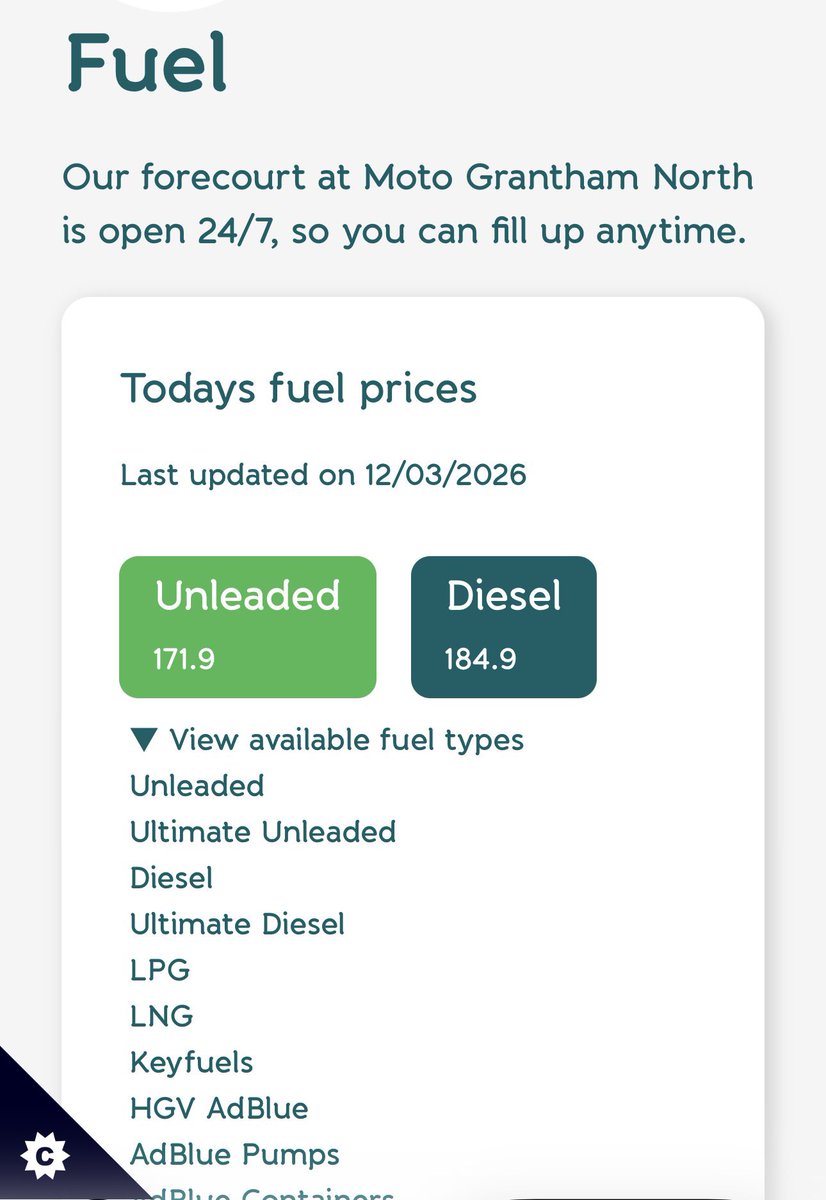 turnergavin's tweet photo. @peter_levy speaking of petrol prices… this is Grantham Services. Diesel was £1.90 only a couple of days ago too. https://t.co/dJYu12Wf2k
