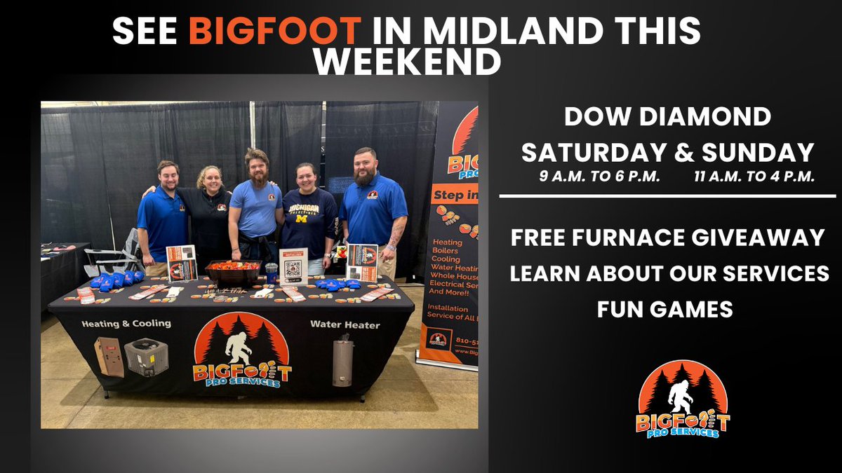 Meet Bigfoot this wekeend in Midland. We have a lot happening at Dow Diamond.