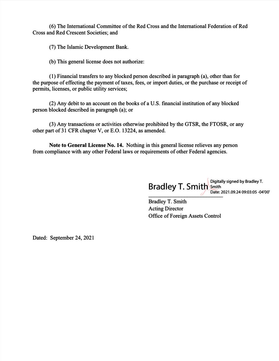 This U.S. Treasury document makes it legal for the United States, the UN, and NGOs to pay taxes and fees to the Taliban and the Haqqani Network. 

Without this waiver, these transactions would be illegal under terrorism financing laws. These waivers are active today. They