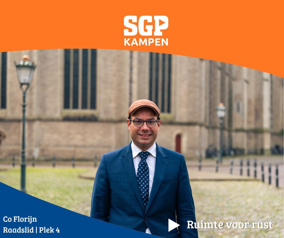 Het allerbelangrijkste is dat het stadshart rustig en veilig
blijft. Daar zet ik mij elke dag voor in. Dat doe ik graag samen met u.

Stem christelijk vóór ons stadshart.

Stem 18 maart SGP. Uw stem telt!

Hartelijke groet,

Co Florijn
