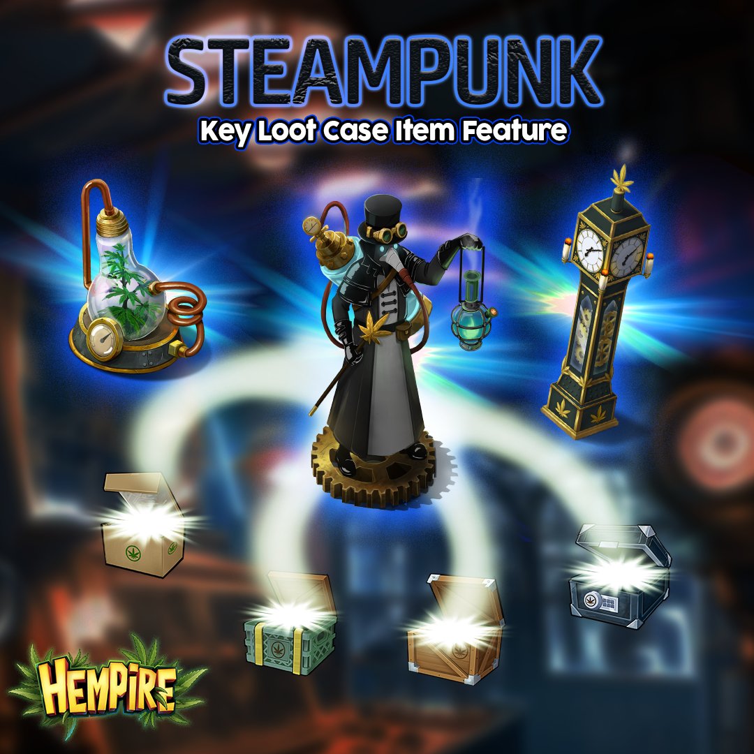 Steampunk decorations combine old technology with weed to improve overall performance using high-pressure “steam” 😉
Available for a limited time from Key Loot Crates in the Pawn Shop ⏳

Itching for diamonds? Check out our webshop: pulse.ly/ksghjoxlfg