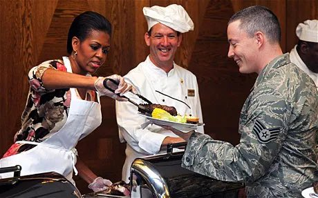ScottJenningsKY @X Michele serving soldiers ribeye steaks... no outrage  from the far left then...