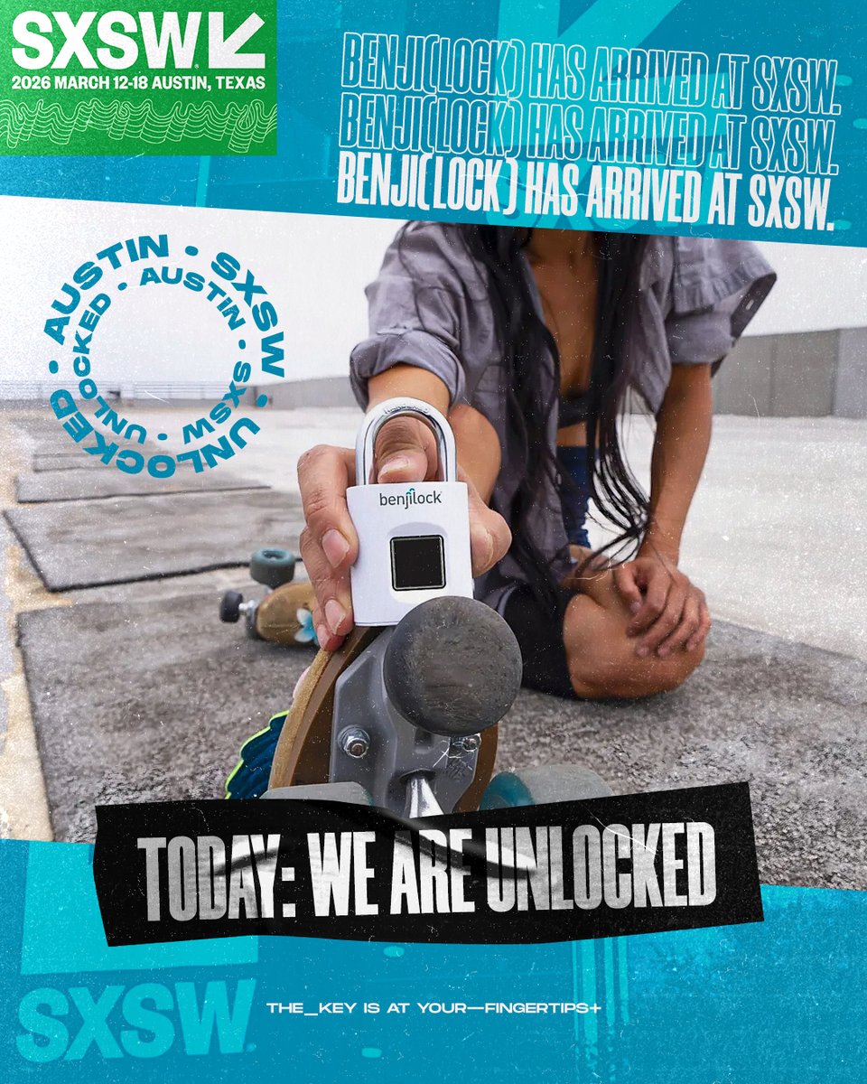 BenjiLock's tweet image. 🗣 Austin — We’ve arrived at @sxsw and the energy is already eclectic!

📅 Today we’re taking things to new heights at the @ATXConventions w/ @BenjiLock! 🔓
🛅 March 12–18
🚇 AUSTIN → #SXSW x #BenjiLock 

🌐 The 🔑 is at Your Fingertips—That’s it. ✅

🗣 #UnlockYourPotential 🔥