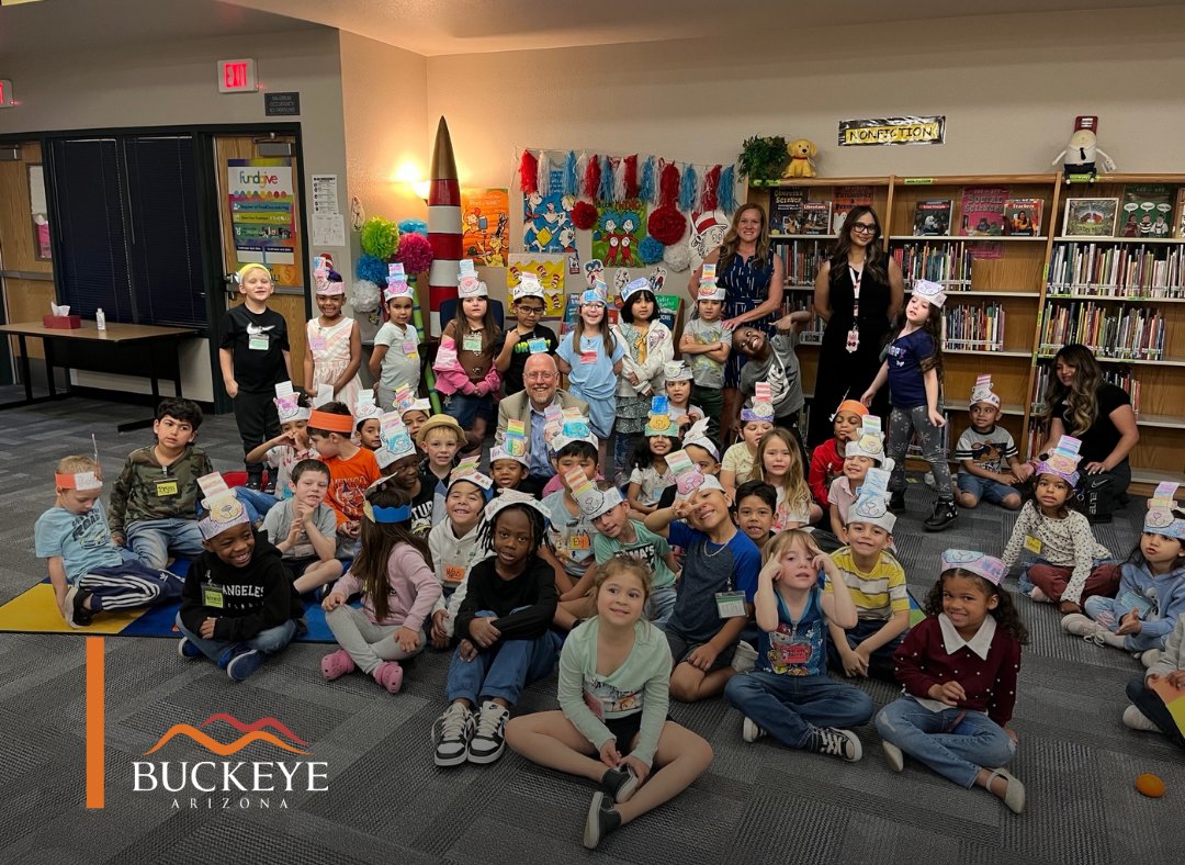 MayorofBuckeye's tweet photo. Mayor Eric Orsborn joined students at Westpark Elementary School this week to celebrate Read Across America Week by sharing a story and spending time with some amazing young readers. 📚

Our school districts play a critical role in the strength of our community. Teachers and staff work tirelessly for Buckeye’s students, and their efforts deserve the support of our residents.

Thank you to Westpark Elementary for the invitation and for everything you do for our kids!

#ReadAcrossAmerica #BuckeyeAZ #FutureLeaders #BuckeyeSchools