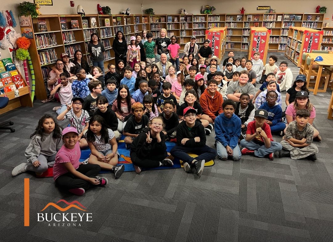 MayorofBuckeye's tweet photo. Mayor Eric Orsborn joined students at Westpark Elementary School this week to celebrate Read Across America Week by sharing a story and spending time with some amazing young readers. 📚

Our school districts play a critical role in the strength of our community. Teachers and staff work tirelessly for Buckeye’s students, and their efforts deserve the support of our residents.

Thank you to Westpark Elementary for the invitation and for everything you do for our kids!

#ReadAcrossAmerica #BuckeyeAZ #FutureLeaders #BuckeyeSchools