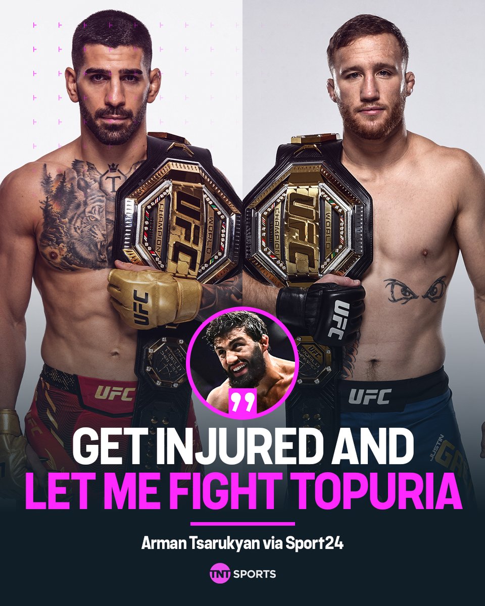 ufcontnt's tweet photo. Arman Tsarukyan has some advice for Justin Gaethje ahead of the Ilia Topuria fight 👀

#UFC326 | LIVE on TNT Sports &amp; discovery+ https://t.co/MNGFq6ZT6g