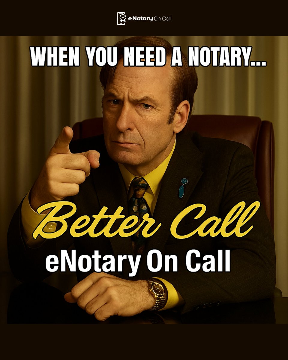 eNotaryOnCall's tweet photo. Because finding a notary shouldn’t feel like an episode of chaos. Better call @eNotaryOnCall 
 
#onlinenotary #notaryservices #getnotarized #businesslife #bettercallsaul #WorkSmarter  #documentsigning #MemeCreature https://t.co/5cv0Yz0XVs