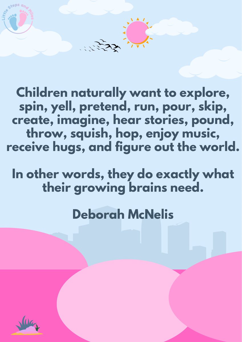 Steps_Miles's tweet image. Childhood isn’t chaos it’s brain building in motion. 
As Deborah McNelis reminds us, when children spin, pretend, run, create, and explore, they’re not “just playing” they’re wiring their growing brains exactly the way nature designed. 
#ChildDevelopment
#BrainBasedLearning