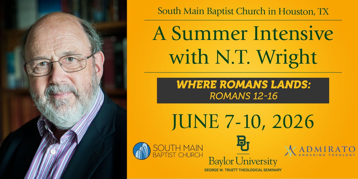 Early Bird Pricing for the Summer Intensive with N.T. Wright is coming to a close! If you have not registered, now is the perfect time to do so. Come join us in Houston as we hear N.T. Wright teach from Paul’s beloved letter to the Romans! Register here: bit.ly/42XPHBF