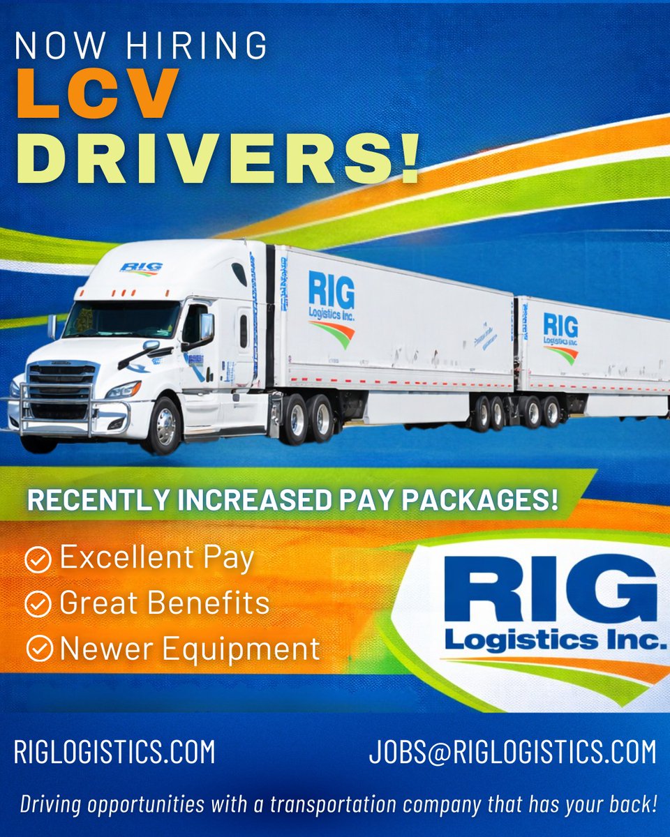 🔶LCV Drivers — this one’s for you.
👉Ready to take the next step?
📩 Email:  jobs@riglogistics.com
🌐 riglogistics.com