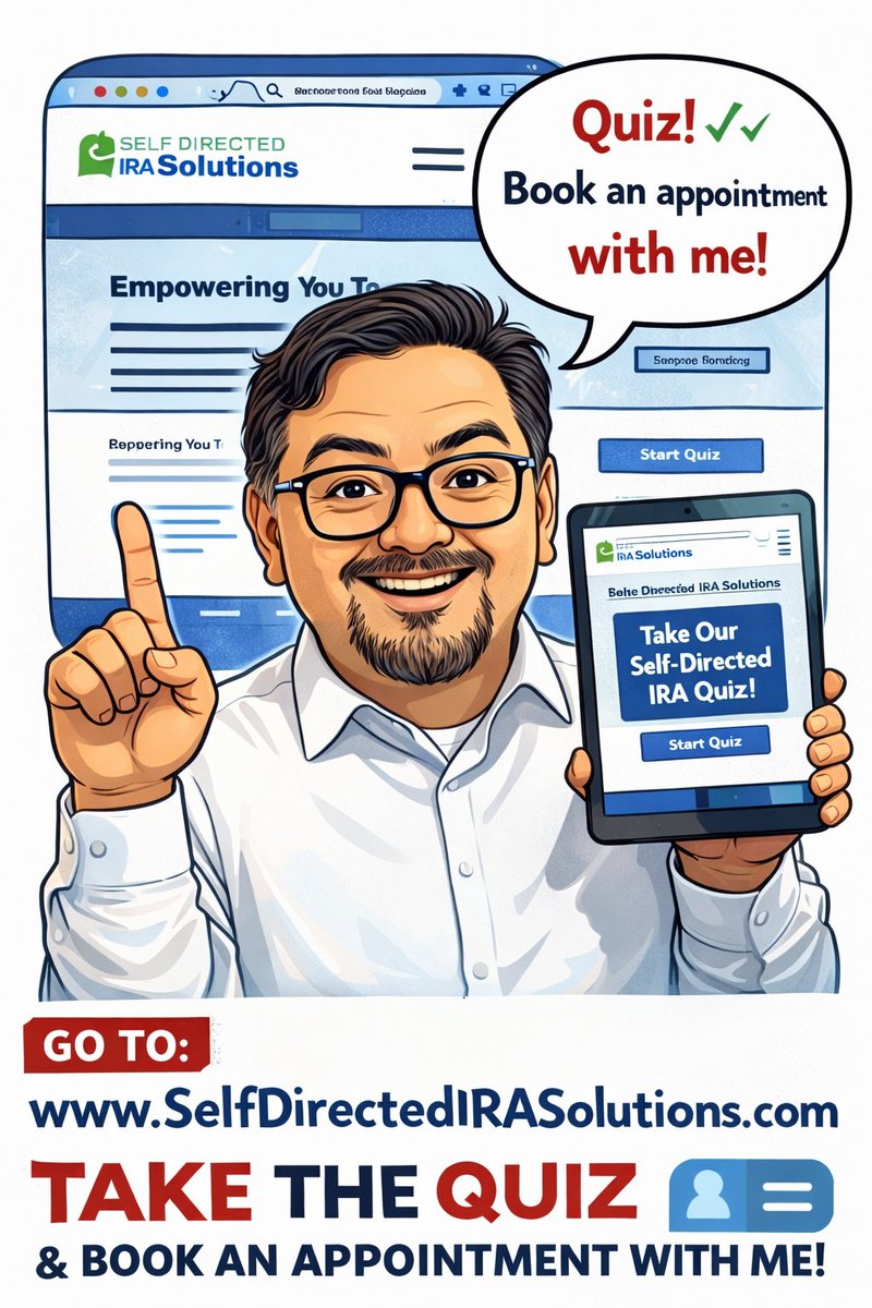 SDIRASolutions's tweet image. Ready to unlock true control of your retirement?
Take my new 60-second Self-Directed IRA Quiz and see if you qualify to invest in real estate, private businesses, notes &amp;amp; more.
Then book a call with me!
👉 SelfDirectedIRASolutions.com
#SelfDirectedIRA #Solo401k #Investing