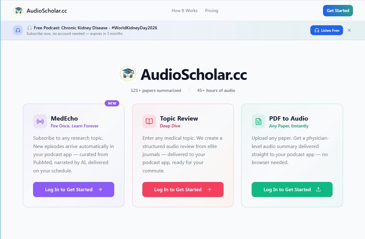 dr_nikhilshah's tweet photo. The better way to stay updated with medical literature is here. #AudioScholar launches the #MedEcho project during the #WorldKidneyDay celebrations.
🔗https://t.co/KDw4Rny2N6
#MedEcho - 🎙️: https://t.co/H7Tqfp8pEg
creates an automatic physician level #podcast at your chosen frequency from papers in the top specialty + elite journals.
Listen like a podcast #reclaimyourcommute and stay evidence based! #MedEd #MedTwitter #FOAMed #NephTwitter
Feedback welcome!