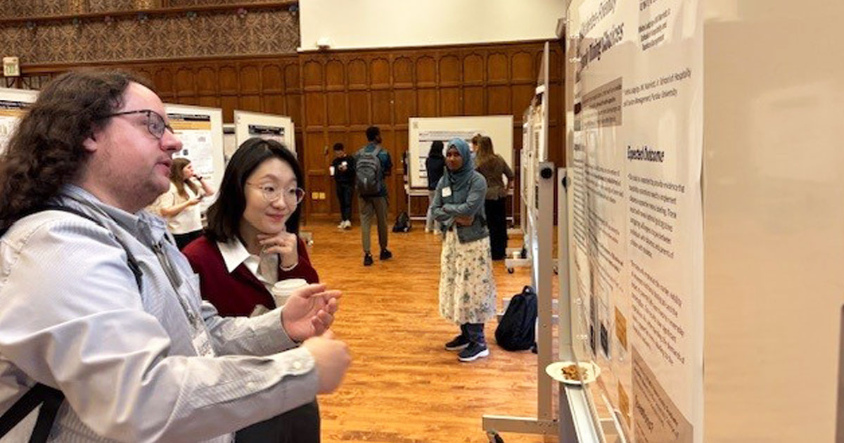 PurdueEDU's tweet photo. .#PurdueEDU co-sponsored the Mar. 10 One Health & Well-Being Research Event: “A Celebration of Interdisciplinary Health Research.”
#PurdueEDU faculty Holly Brown, Hua-Hua Chang, & August Masonheimer served as judges at this mini-symposium’s poster competition. #BoilermakerEducators