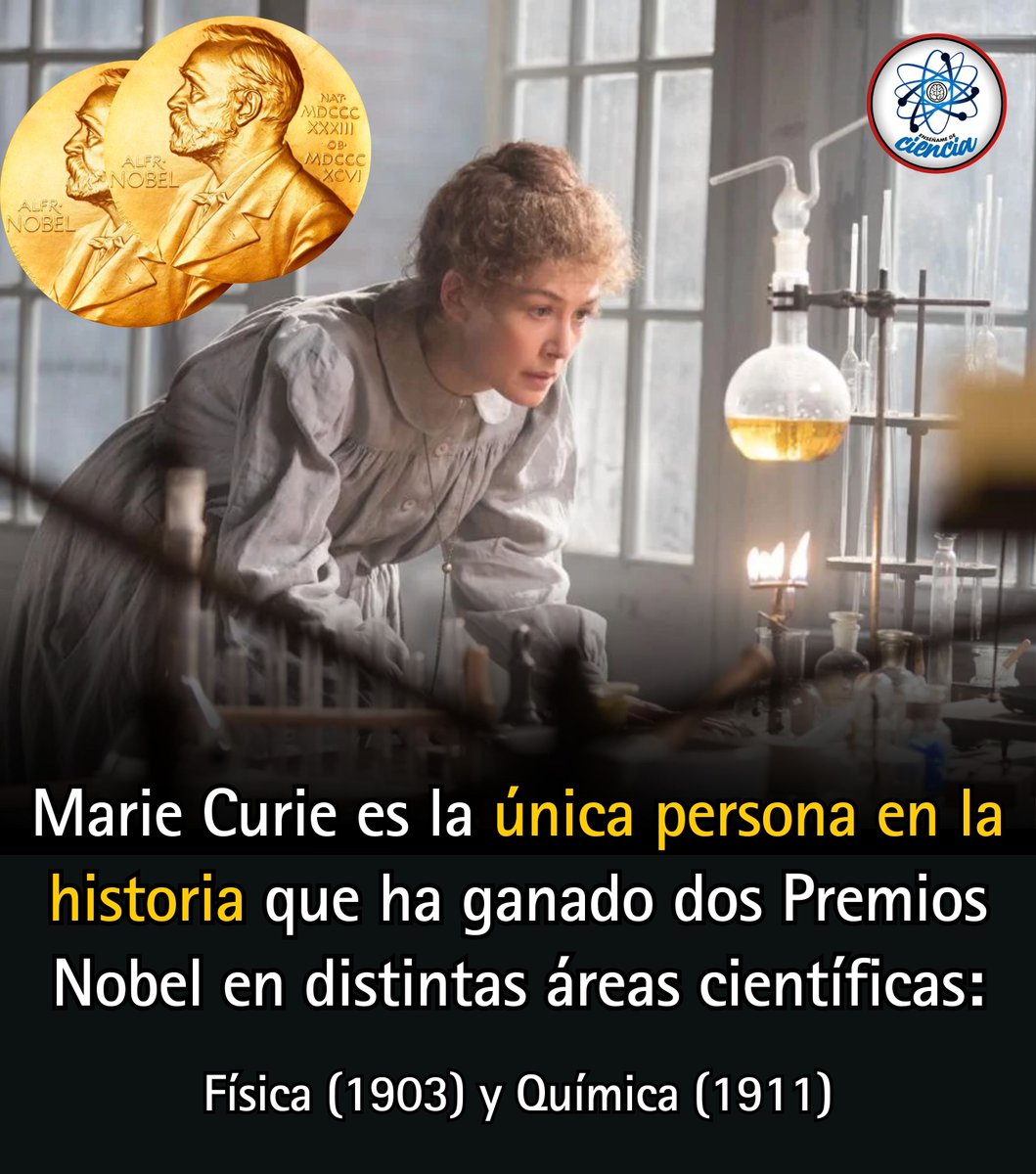 Marie Curie logró algo que nadie más ha conseguido hasta hoy: ganar dos premios Nobel en dos disciplinas científicas distintas.

En 1903 recibió el Premio Nobel de Física, junto a Pierre Curie y Henri Becquerel, por sus investigaciones pioneras sobre la radiación.
Años después,