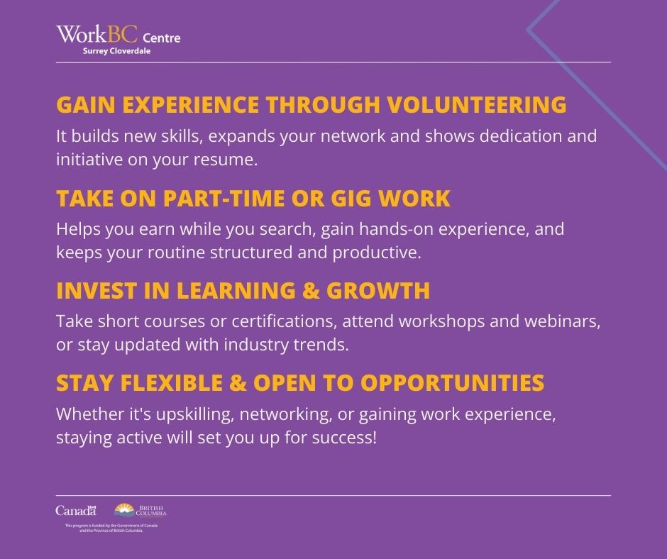 💡Job Search Tip of the Month: Imagine continuously growing your skills and making valuable connections while searching for the perfect role.

📈Staying flexible keeps you engaged in the labour market and strengthens your resume.