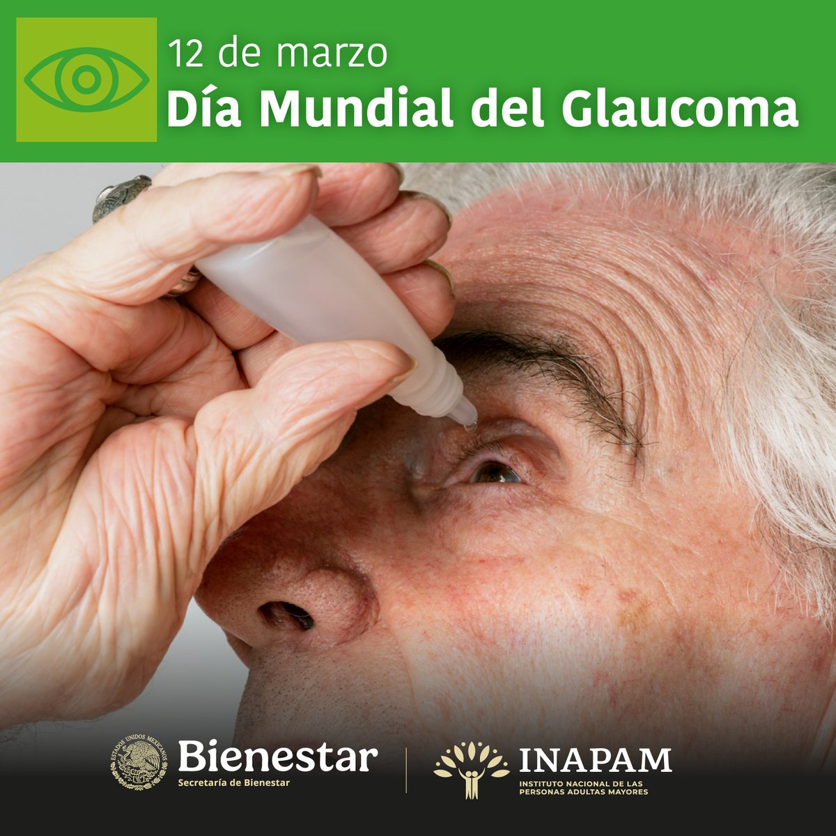 INAPAM's tweet photo. En el #DíaMundial del #Glaucoma las #PersonasAdultasMayores deben hacer #Consciencia de que es una #Enfermedad #Silenciosa que puede avanzar sin #Síntomas y afectar la #Visión al grado de presentar una #Ceguera #Irreversible #EligeCuidarte #AcudeAlMédico https://t.co/lY93e9lFJH
