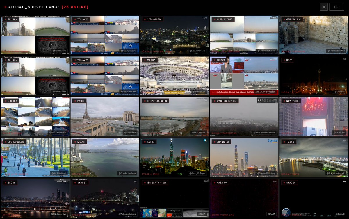 SecXBT's tweet photo. A global surveillance-style dashboard watching cities across the world in real time. 
Think SOC, but for the physical world.

This is the kind of experience I’m building with @rsch_io Operations.
Signals everywhere. One pane of glass.

#OSINT #Security #SecurityOperationsCenter https://t.co/JbpzwGdr6s