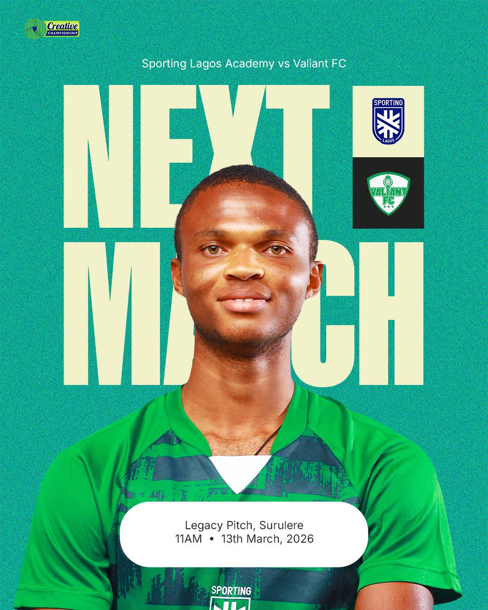SLFCAcademy's tweet photo. Winding up the TCC Season ๐ข
๐ Valiant FC
๐๏ธ Friday, March 13th
โฑ๏ธ 11am
๐ TCC League MD 20
๐๏ธ Legacy Pitch, Surulere, Lagos
#SPOVAL #TCCLeague26 https://t.co/MNWQBbvXKz