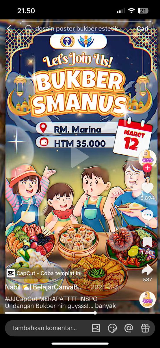 caramelleeow's tweet photo. mau joki edit poster ajakan bukber kaya gini dong drop portofolio++ fee yaa #zonauang #zonajajan #jokiedit https://t.co/QQVGdajj2S