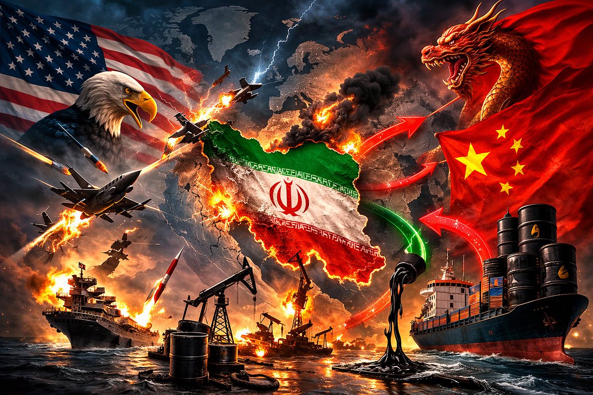 VietH102's tweet photo. Trump tấn công Iran không phải chỉ vì vũ khí hạt nhân hay tên lửa – mà là vì Trung Quốc.

Bắc Kinh mua hơn 80% xuất khẩu dầu của Iran và cung cấp các linh kiện cho chương trình vũ khí.
Bằng cách tấn công Tehran, Mỹ đang làm suy yếu China #IranIsraelUSWar https://t.co/SNGemLiM3W