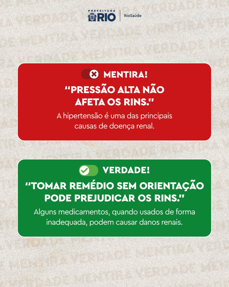 DIA MUNDIAL DO RIM | Quando o assunto é saúde dos rins, muita informação circula por aí, mas nem tudo é verdade. 👀

Separamos algumas mentiras e verdades sobre os rins para ajudar você a entender melhor como proteger esse órgão tão importante. 🫘