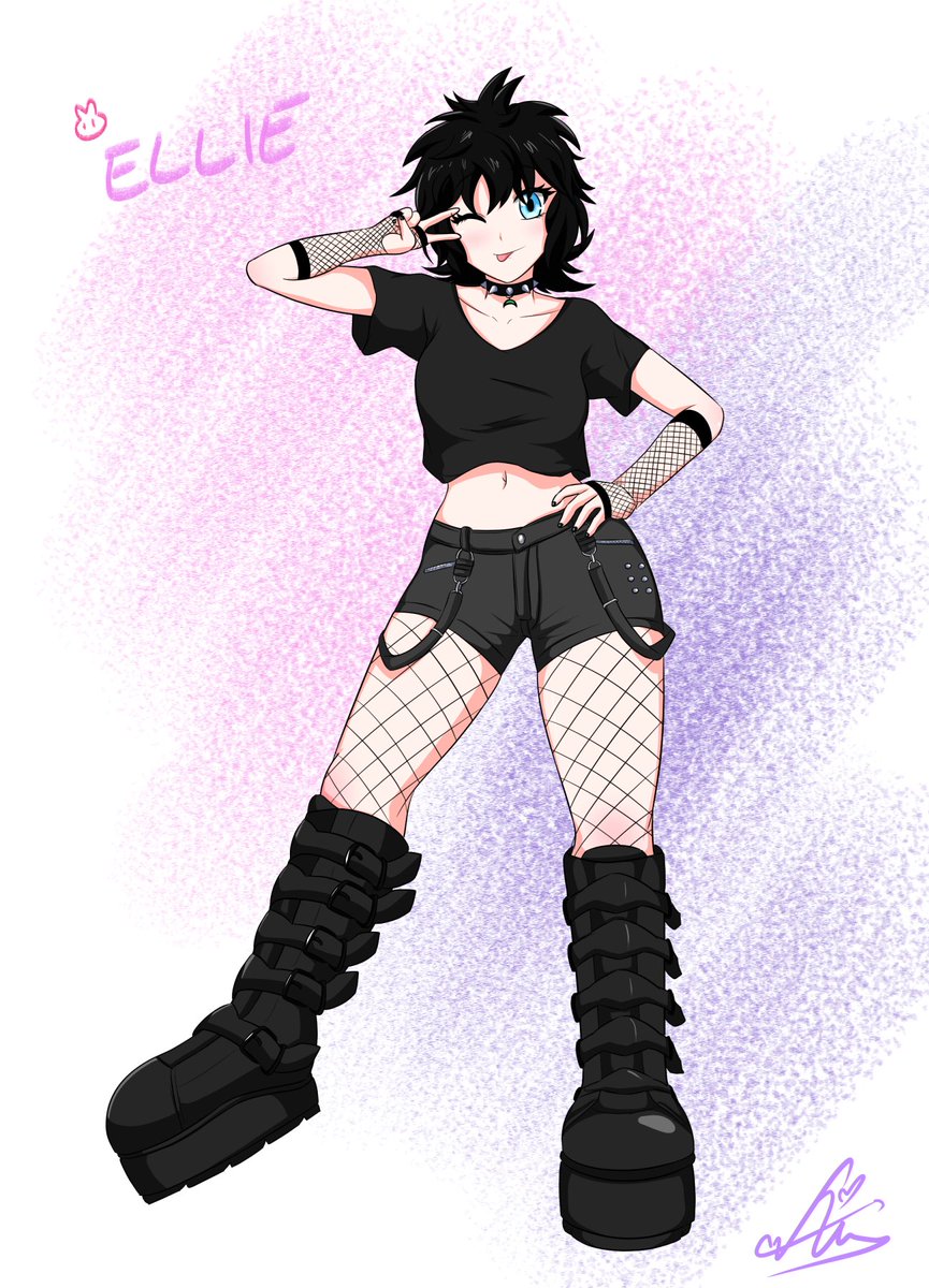 Hello, I'll be posting some pics today

Hi I want to share a new OC! 

Name: Ellie 
Age: 20 
Height: 5'8" (177 cm) / 6'0" (183 cm with boots)
Measurements: 36-26-40 inches (bust-waist-hips) 
Foot size: 10.5  in US woman.

For more info ❤️
deviantart.com/varinillaice/a…