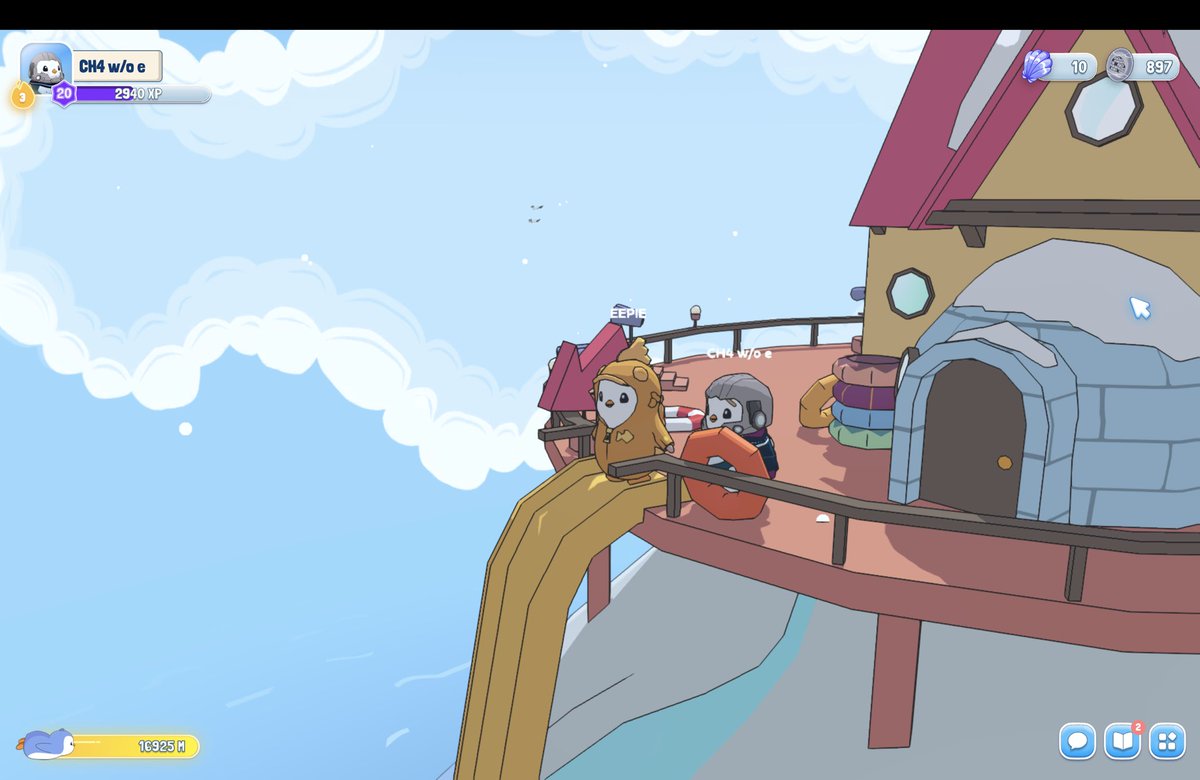 Waddling with <a href="/circlebobba/">circlebobba_</a> around <a href="/PudgyWorld_/">Pudgy World</a> 

Played some tennis &amp; ice hockey, also had some fun and took a pic at the famous pudgy peaks.

Ended the day with a slide from the top! <a href="/pudgypenguins/">Pudgy Penguins</a>