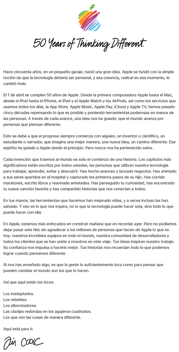 Samsg261's tweet photo. Apple Celebra 50 Años en este 2026, más de cincuenta años de hacernos el día a día más fácil, más productivo y sobre todo 50 años de diseños únicos. https://t.co/bBxIys7jJd