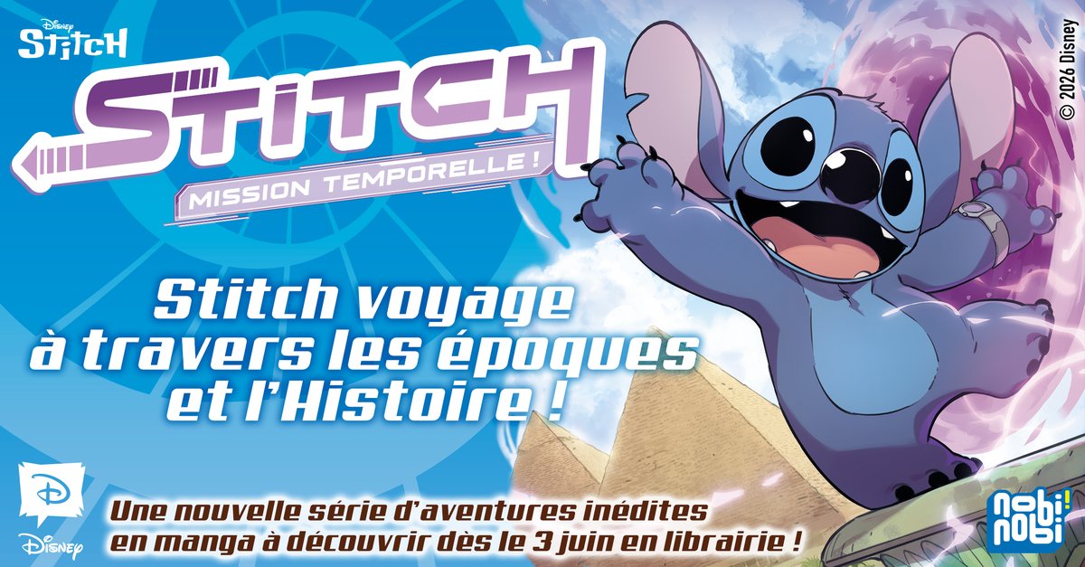 Stitch revient chez nobi nobi ! pour une aventure à travers le temps, le 3 juin 🕰️ Ennemi juré de Stitch, le maléfique professeur Hämsterviel a volé une machine à voyager dans