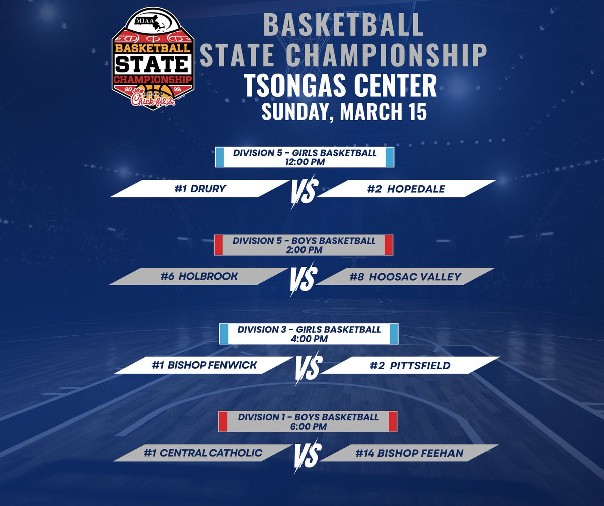MIAA033's tweet photo. 🏀Ten Champions to be Crowned from March 13-15 at Tsongas Center 🏀 Tickets: https://t.co/X3FVS2IroP Merch: https://t.co/DbTOe0dT7n https://t.co/bVc7FP8l3l