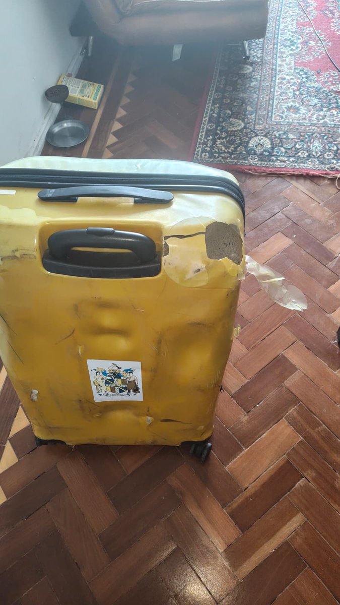 SirDukelawson's tweet photo. @royalairmaroc  is trying to ignore and not replace or compensate for their absolute disregard to my luggage 
The giant holes and the wheel ripped off
(it is a crash luggage which is designed with the surface bumps) #badservice #skippingonthebill #takeresponsibility https://t.co/KmyeJSiBVF