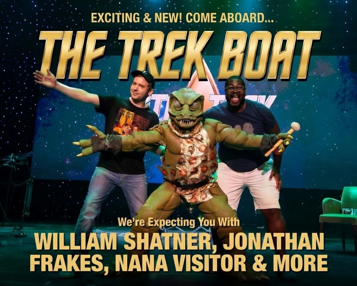 inglorioustrek's tweet photo. THIS VOYAGE, @darendoc (not pictured) is cruising as the Treksperts go out to sea with the @startrekcruise. Available now wherever you listen to podcasts featuring interviews with ROD RODDENBERRY, NANA VISITOR, TODD STASHWICK, THE OKUDAS, JONATHAN FRAKES & WILLIAM SHATNER. 

https://t.co/OomePaox5M