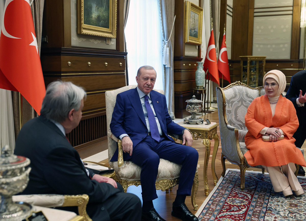 Cumhurbaşkanımız Sayın Recep Tayyip Erdoğan, Cumhurbaşkanlığı Külliyesi'nde Birleşmiş Milletler Genel Sekreteri Antonio Guterres ile görüştü.