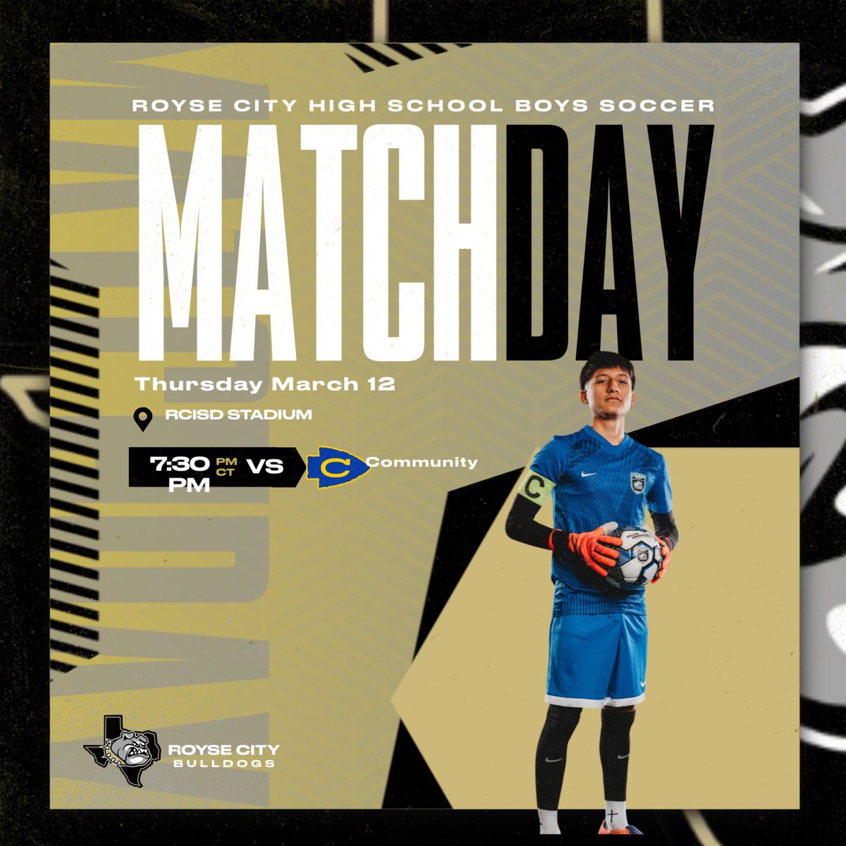 RoyseBoysSoccer's tweet image. 🚨Gameday🚨
⚽️Royse City Bulldogs 
🆚 @CommunityBraves 
⏰ 5:45/7:30
🏟RCISD Stadium
📆 3.13.26 

#oneRC | #Allin | #BeADog |#TCVE

@RoyseCityISD 
@RCISDAthletics 
@TXHSSOC
@tascosoccer
@BeyondPulse
@50_50Pod
@ScoresTexas
#Txhssoc