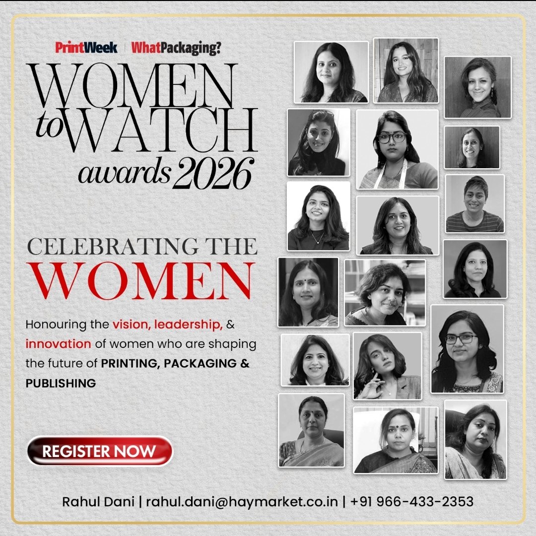 printweekindia's tweet image. Women are leading change in printing, packaging, and publishing. The Women to Watch Awards 2026 by PrintWeek and WhatPackaging? celebrate their vision and impact. 

Know a standout? Nominate them now: shorturl.at/fPMVR

#WomenToWatch #PrintingIndustry #PackagingIndustry