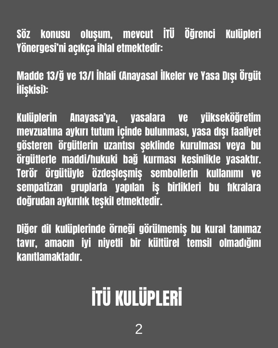 ItuTS2019's tweet photo. Gündeme dair İTÜ Kulüplerinin ortak bildirisidir. https://t.co/enfQVpPZ8R