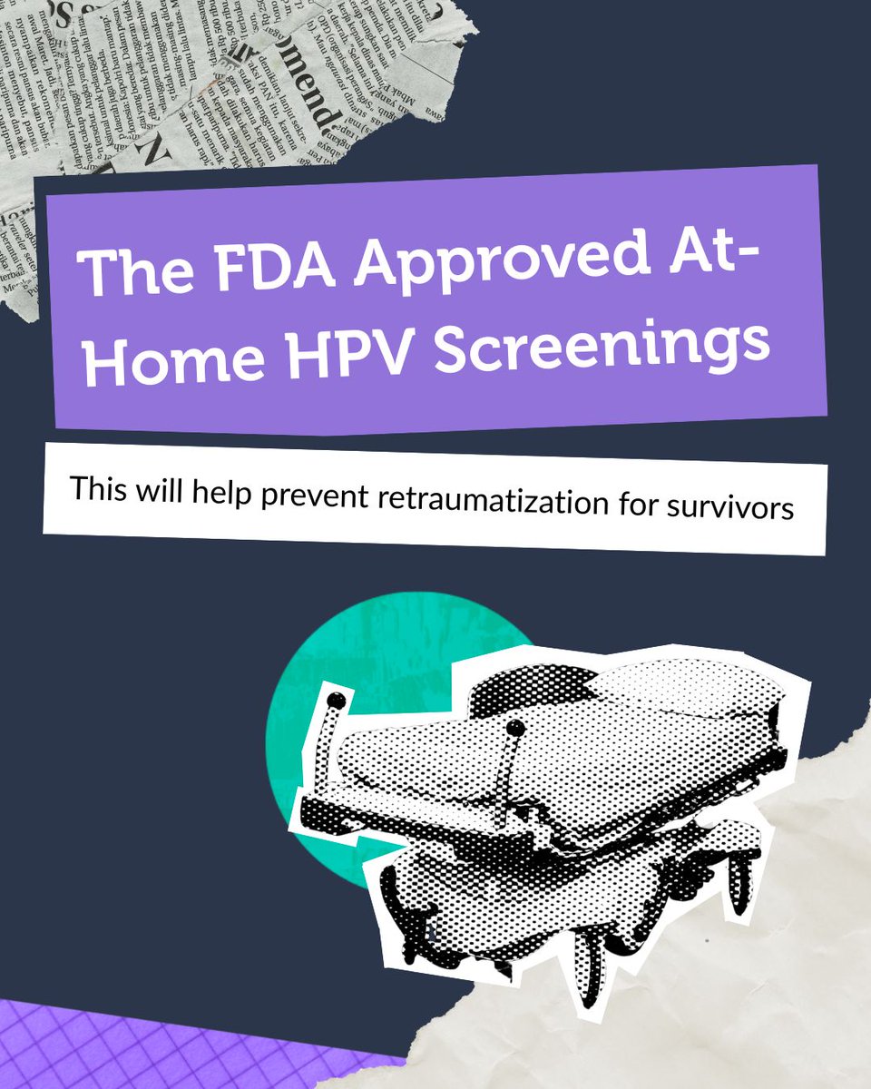 SVPAOfficial's tweet photo. Earlier this year, the FDA approved at-home HPV Screenings. This is a big step for survivors, as screenings can lead to retraumatization. Keep an eye out for this service from your insurance provider!
#SVPA #SexualViolencePrevention #Survivors #HPV #PapSmearTest #CervicalCancer https://t.co/q4A0bupux3