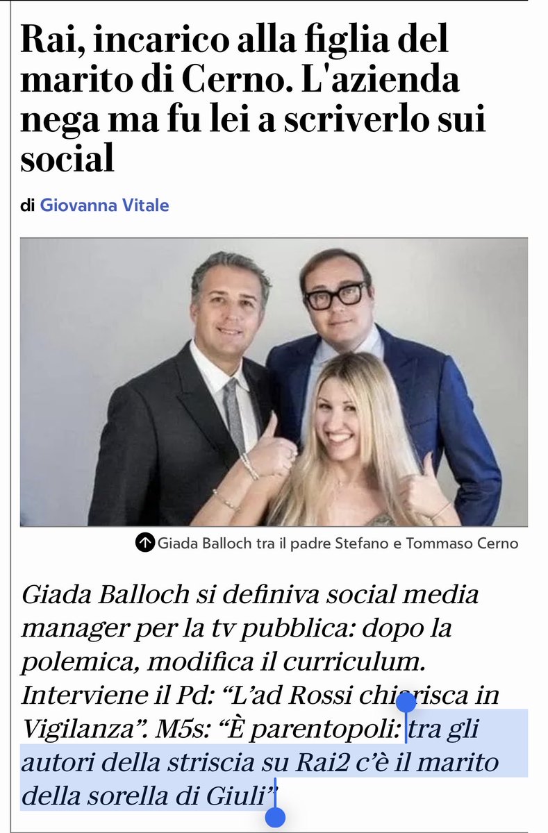 ValterRimini's tweet photo. 🚨 #RiformaDellaMagistratura
‼️Il #CernoGate si infittisce di altri colpi di scena, era stata la figlia del marito di Cerno (QUELLI CHE SI BATTONO PER FAMIGLIA TRADIZIONALE 😂) a scriverlo su LinkedIn poi cancellato, come mai ? Inoltre nella #parentopoli di FDI c’è anche il marito della sorella del Ministro Giuli, autore della trasmissione #duedipicche.
La #Rai oramai è cosa loro,GRAZIE AL CAXXO CHE ERANO CONTRO IL REDDITO DI CITTADINANZA.🤬👇
ANDIAMO TUTTI A VOTARE e VOTIAMO NO !
Il 22 e 23 marzo un NO grande come una casa, mi raccomando ANDIAMO TUTTI A VOTARE, vince chi prende un voto in più.
#GiustoDireNo #ReferendumGiustizia #Referendum #SeparazionedelleCarriere #GovernodellaVergogna #Melonivaiacasa #ReferendumSalvaCasta #12marzo #12marzo2026