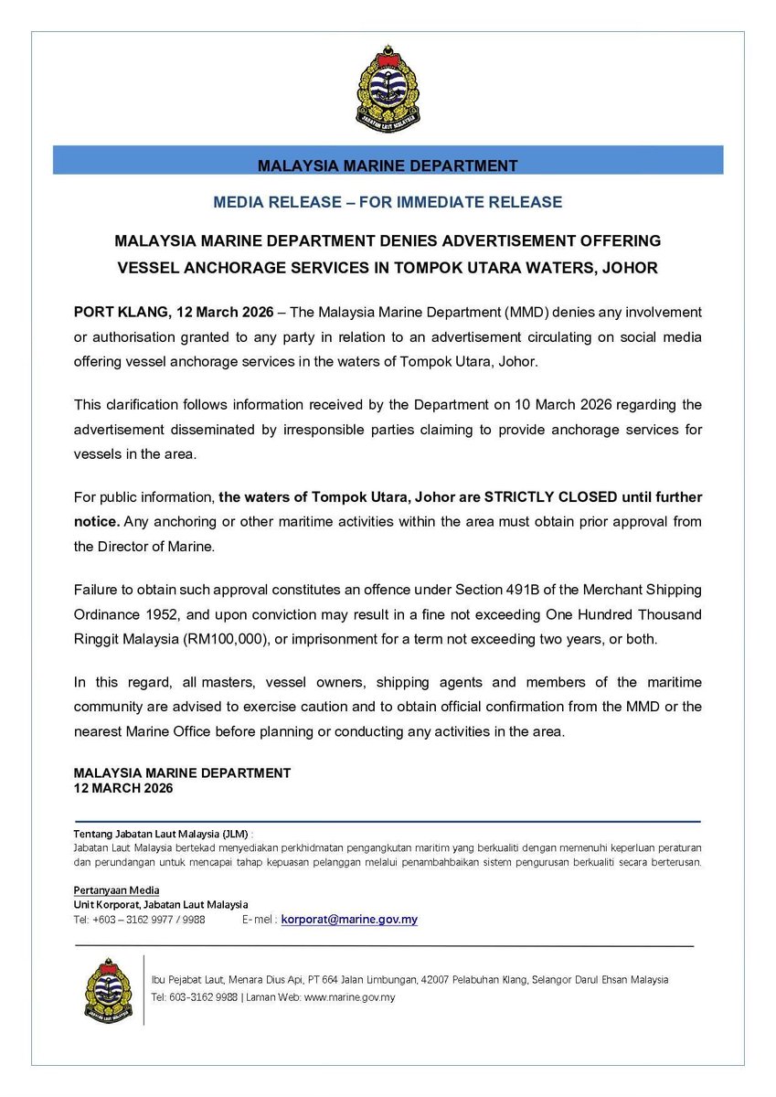 Jabatan Laut Malaysia tweet media