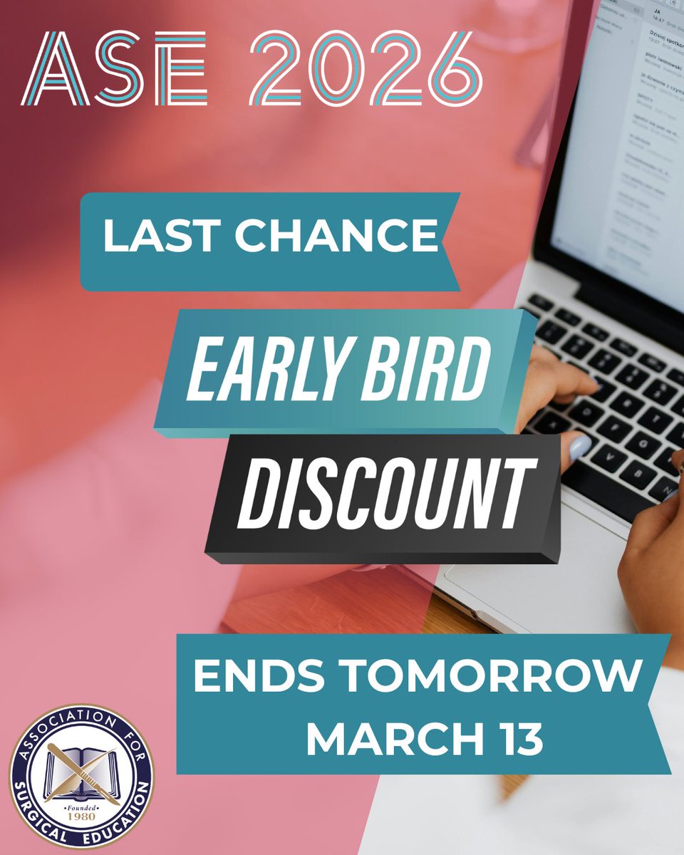 Surg_Education's tweet photo. Register now for your last chance at the early bird discount! https://t.co/jKtfVYUsDD https://t.co/RS1lcl03Ly