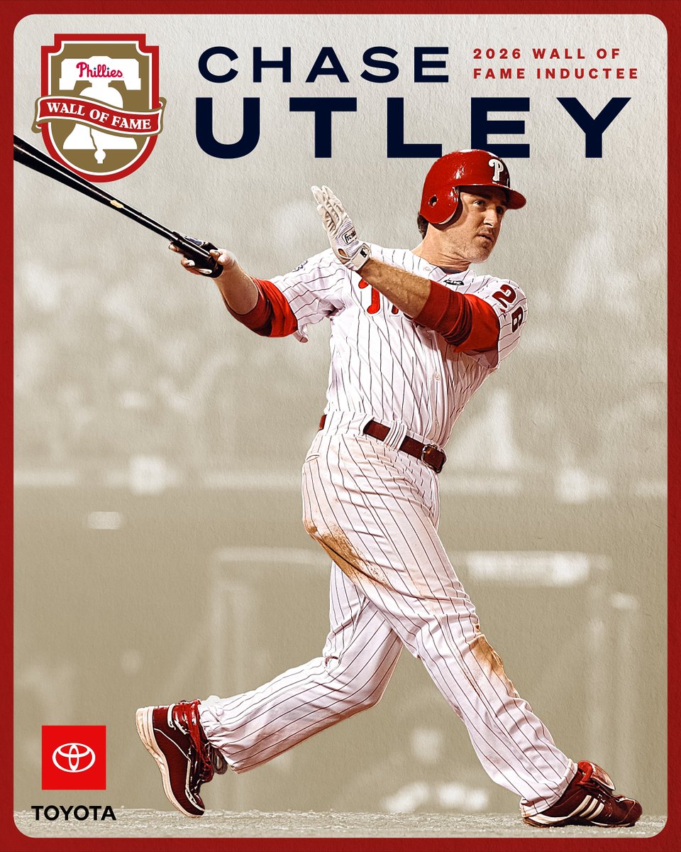 We're proud to announce Chase Utley as our 2026 Toyota Phillies Wall of Fame Inductee!

Chase will take his place on the wall on Friday, August 7, to lead off Alumni Weekend
