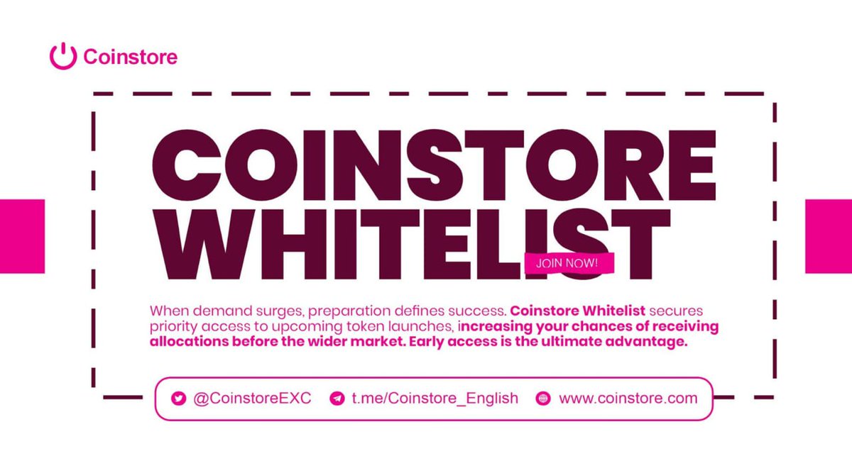 nikhumble24's tweet image. GRAB YOUR CHANCE NOW!

🚀@CoinstoreExc #Whitelist Subs rewards active, verified users with priority access to promising token sales &amp;amp; clearer allocations.

Skip the gamble, join the smart play
🔻
cutt.ly/MeGjk1Qt
Sign up:h5.coinstore.vip/h5/signup?invi…

#Coinstoreexchange #IEO